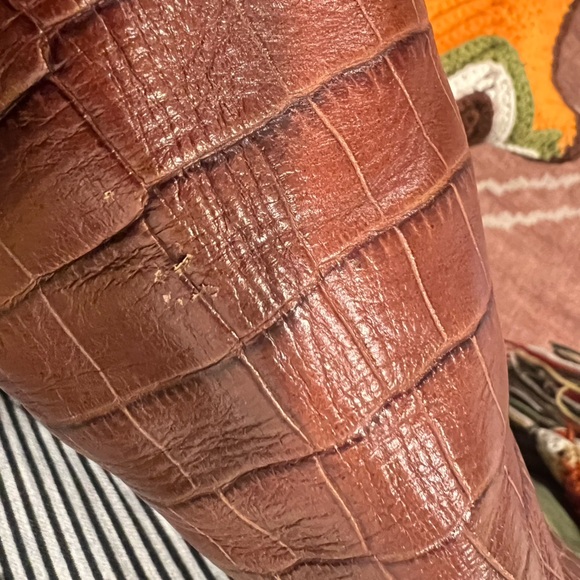 PARIS TEXAS Knee-High Croc-Embossed Leather Boots 37 - Picture 7 of 9